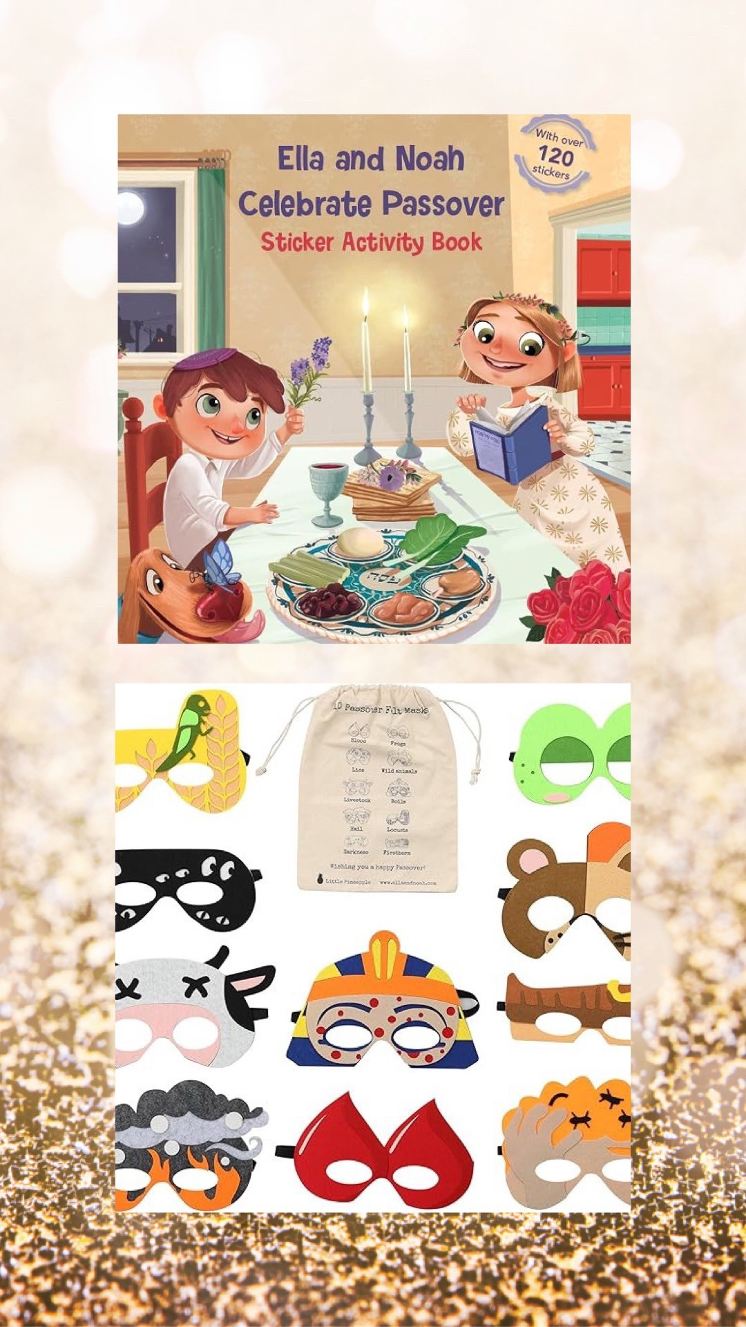 Sticker activity book for Passover and 10 plagues masks to make your Seder more fun!