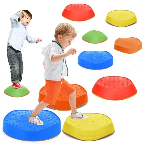 JoyRapt 10PCS Non-Slip Rubber & Plastic Balance Stepping Stones for Kids, Toddler Stepping Stones for Children's Sensory Play & Coordination Skills, Kids Indoor Outdoor Play Toys | Amazon (US)