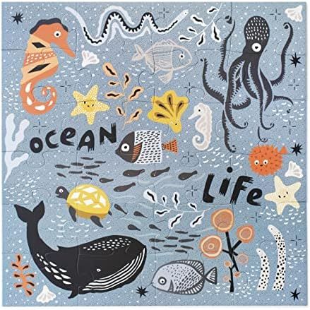 Wee Gallery Ocean Floor Puzzle - Jumbo Jigsaw Floor Puzzle for Toddlers - Sensory Toys Promoting ... | Amazon (US)