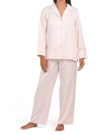 2pc Satin Long Sleeve Notch Pajama Set | TJ Maxx