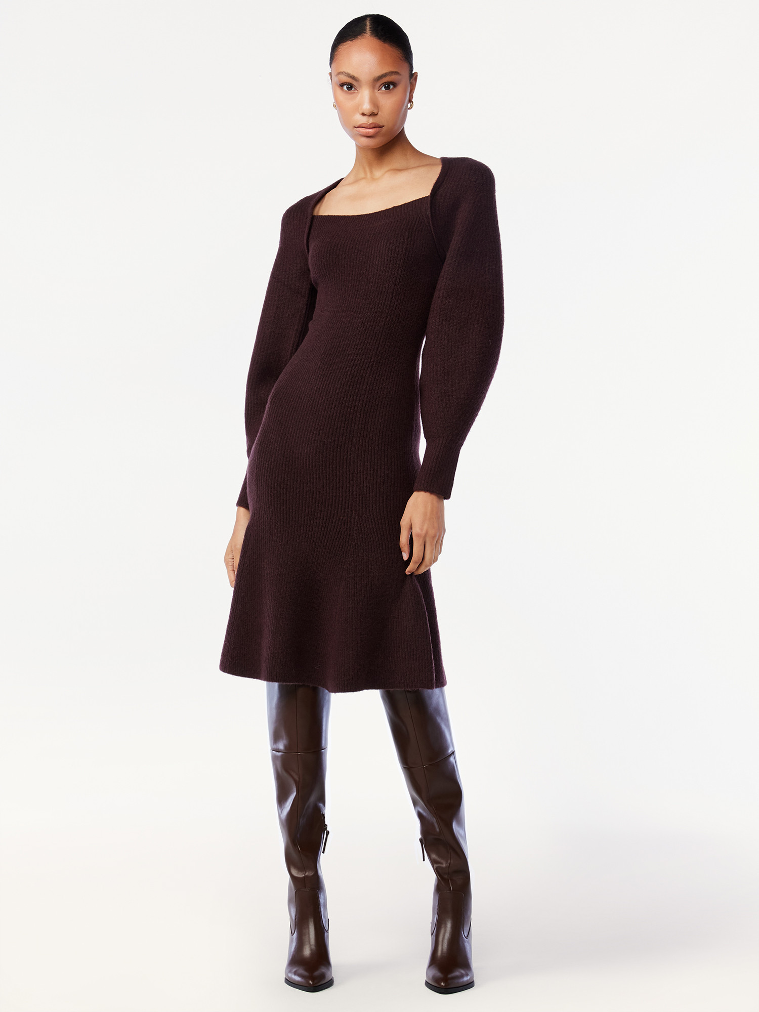 Scoop Women's Square Neck Sweater Dress - Walmart.com | Walmart (US)