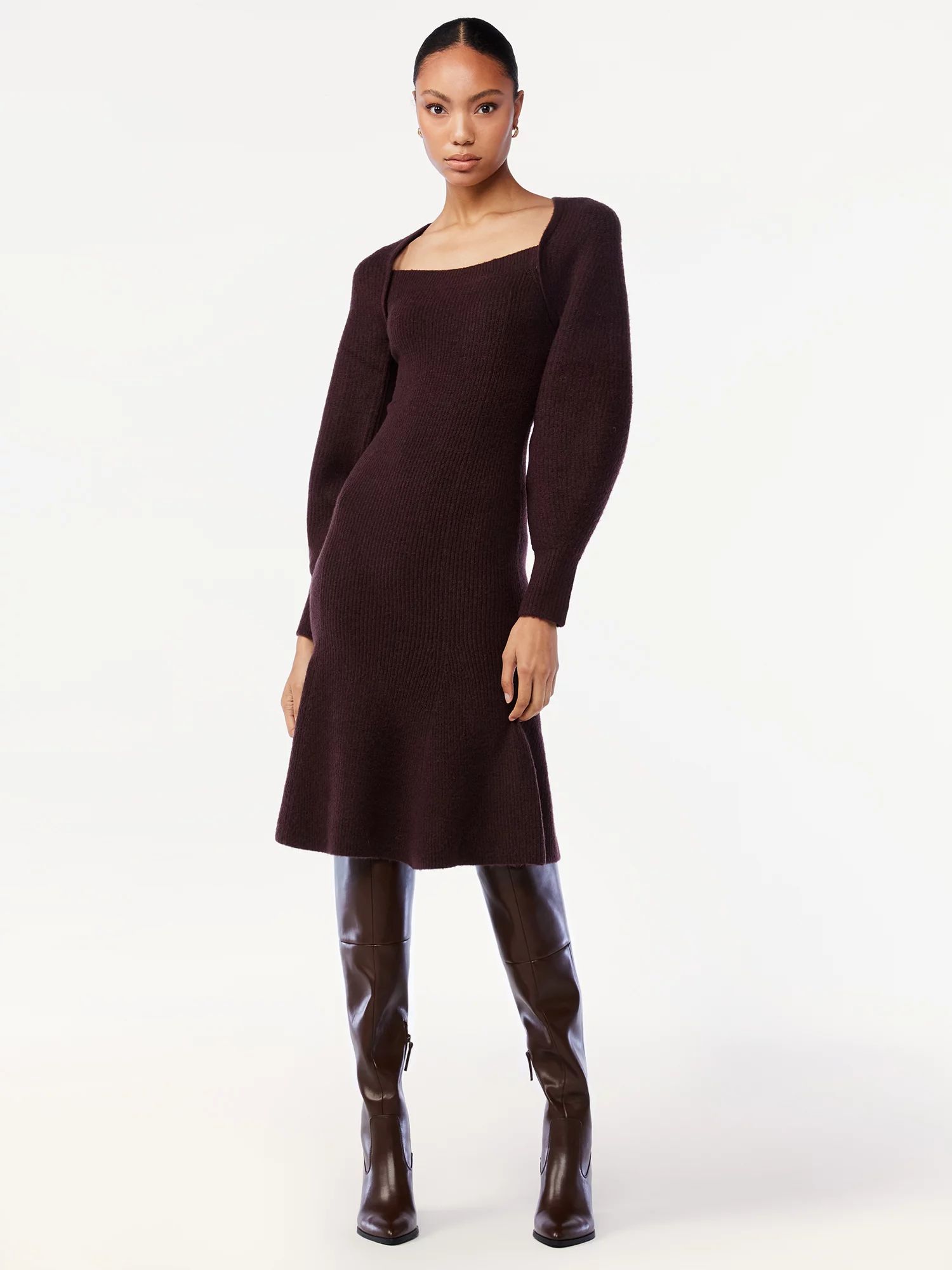 Scoop Women's Square Neck Sweater Dress | Walmart (US)