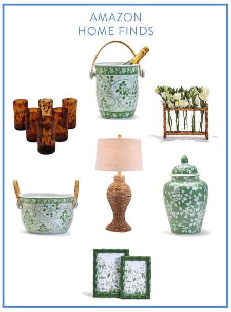 Amazon home finds including a green ginger jar, bamboo bud vase, rattan lamp, tortoiseshell glasses, and more!

#LTKunder100 #LTKhome #LTKSeasonal