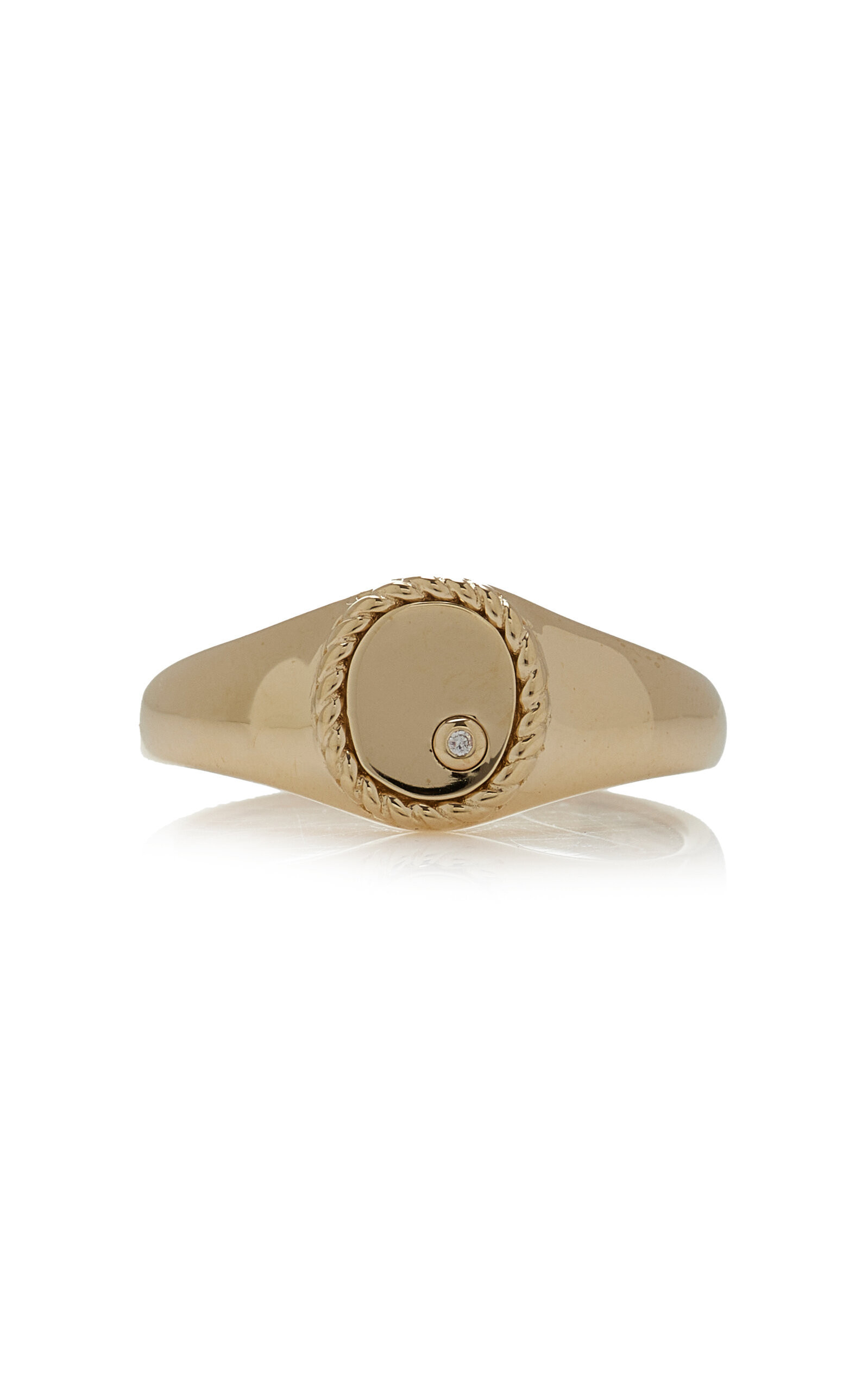 Yvonne Leon - 9K Yellow Gold Signet Diamond Ring - Yellow - US 3 - Moda Operandi - Gifts For Her | Moda Operandi (Global)