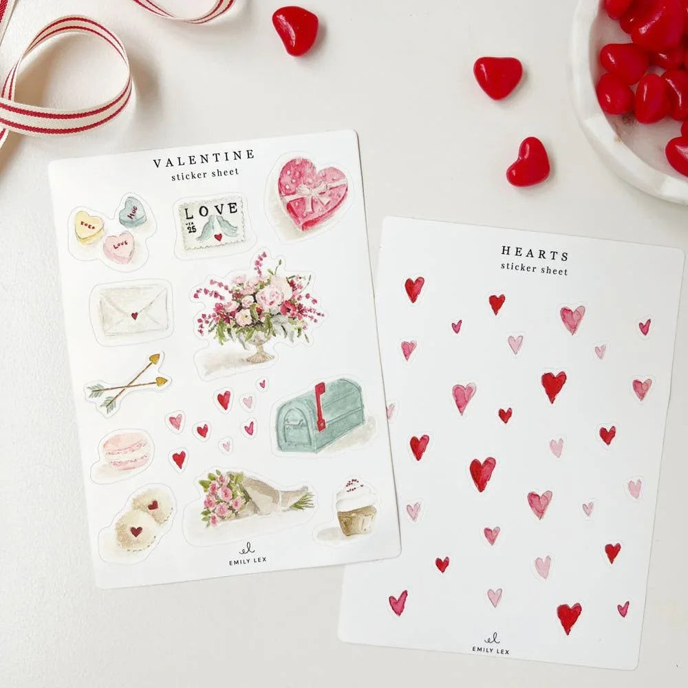 valentine sticker sheets | Emily Lex Studio