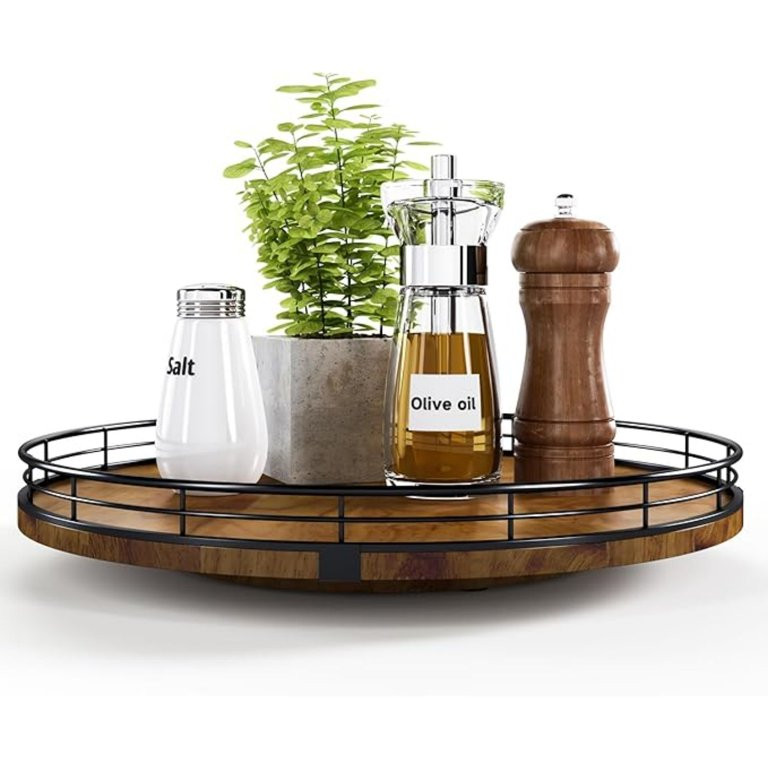 Multi-Size Farmhouse Lazy Susans – Solid Oak Turntable Organizers for Pantry, Cabinets & Counte... | Walmart (US)