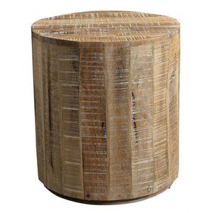 Eva Eco-Friendly Traditional Solid Wood Accent Table in Distressed Natural | Cymax