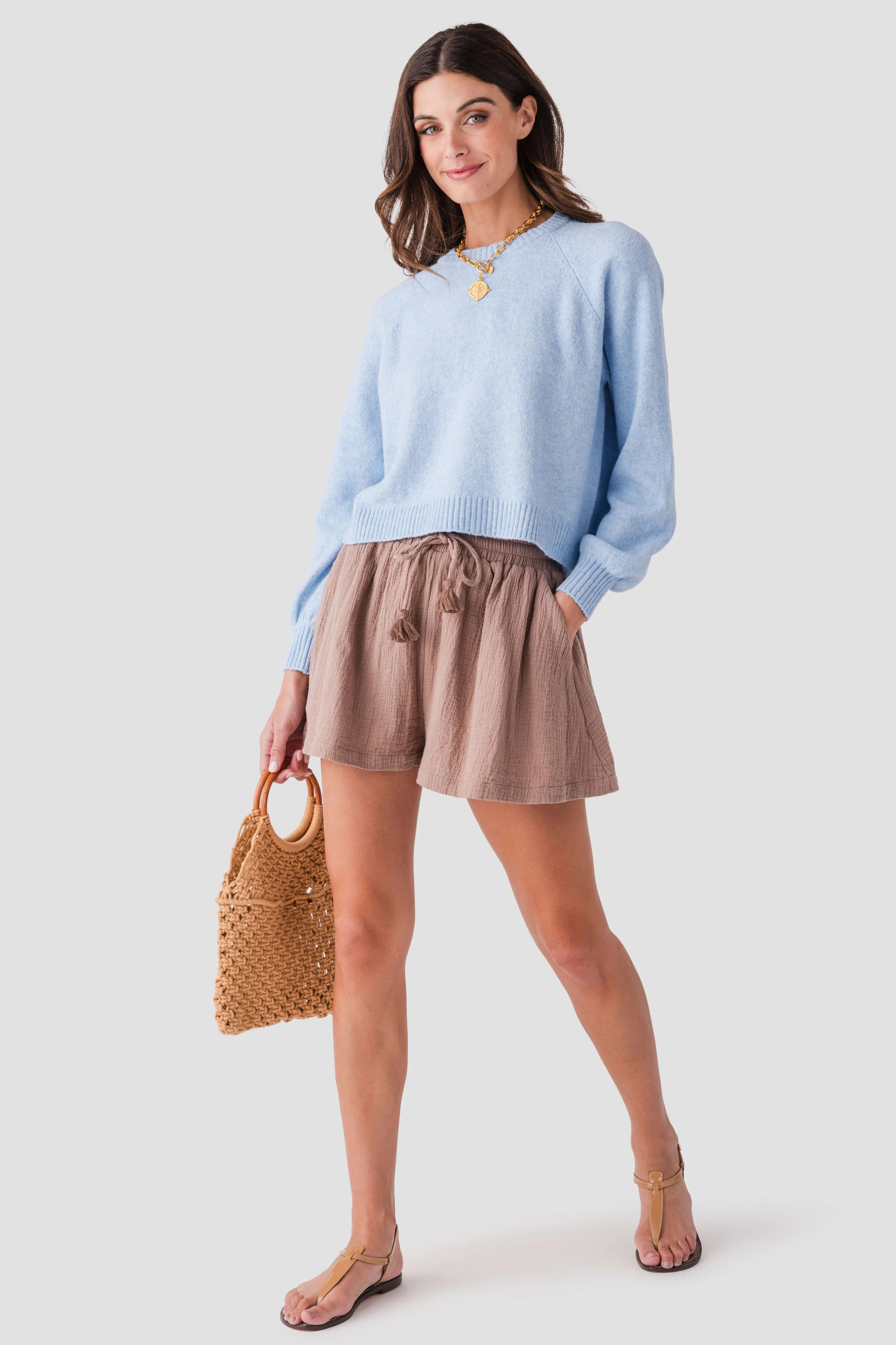 Elan Gauze Tie Waist Shorts | Social Threads