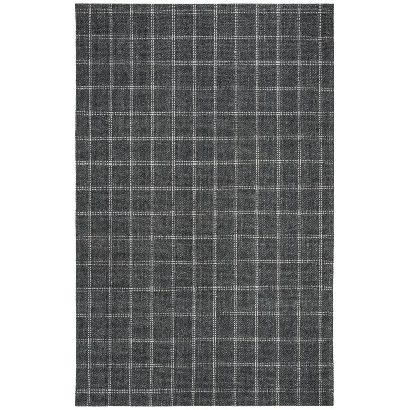 Tamworth Lauren Ralph Lauren Hand Woven Viscose/Wool Plaid Rug in Charcoal | Wayfair North America