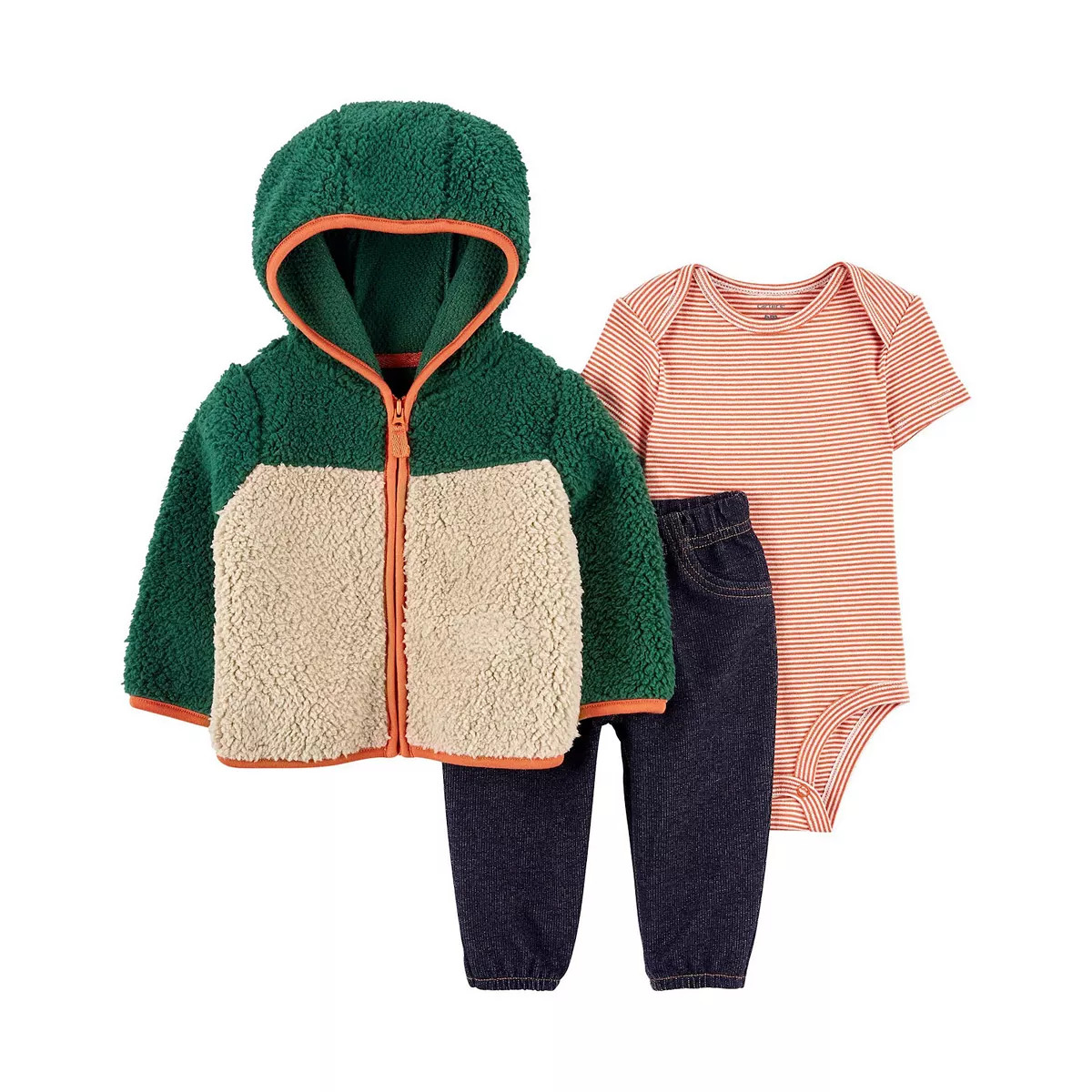 Baby Carter's 3-Piece Sherpa Jacket, Bodysuit and Pant Set | Kohl's