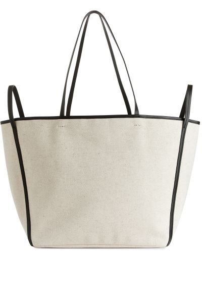 Leather Detailed Linen Tote | H&M (UK, MY, IN, SG, PH, TW, HK)