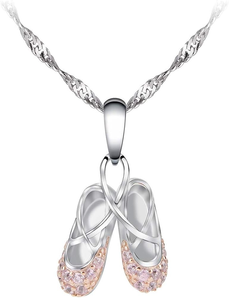 925 Sterling Silver Dance Recital Gifts for Girls Ballerina Necklace Jewelry Cubic Zirconia Balle... | Amazon (US)