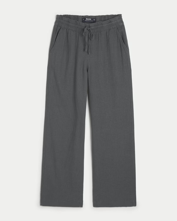 Adjustable Rise Pull-On Linen Blend Baggy Pants | Hollister (US)