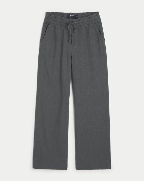 Adjustable Rise Pull-On Linen Blend Baggy Pants | Hollister (US)