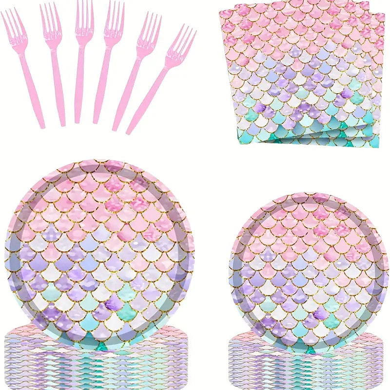 50pcs Mermaid Party Decorations, Party Supplies Plates And Napkins Sets Ocean Theme For Shower Bi... | Temu Affiliate Program