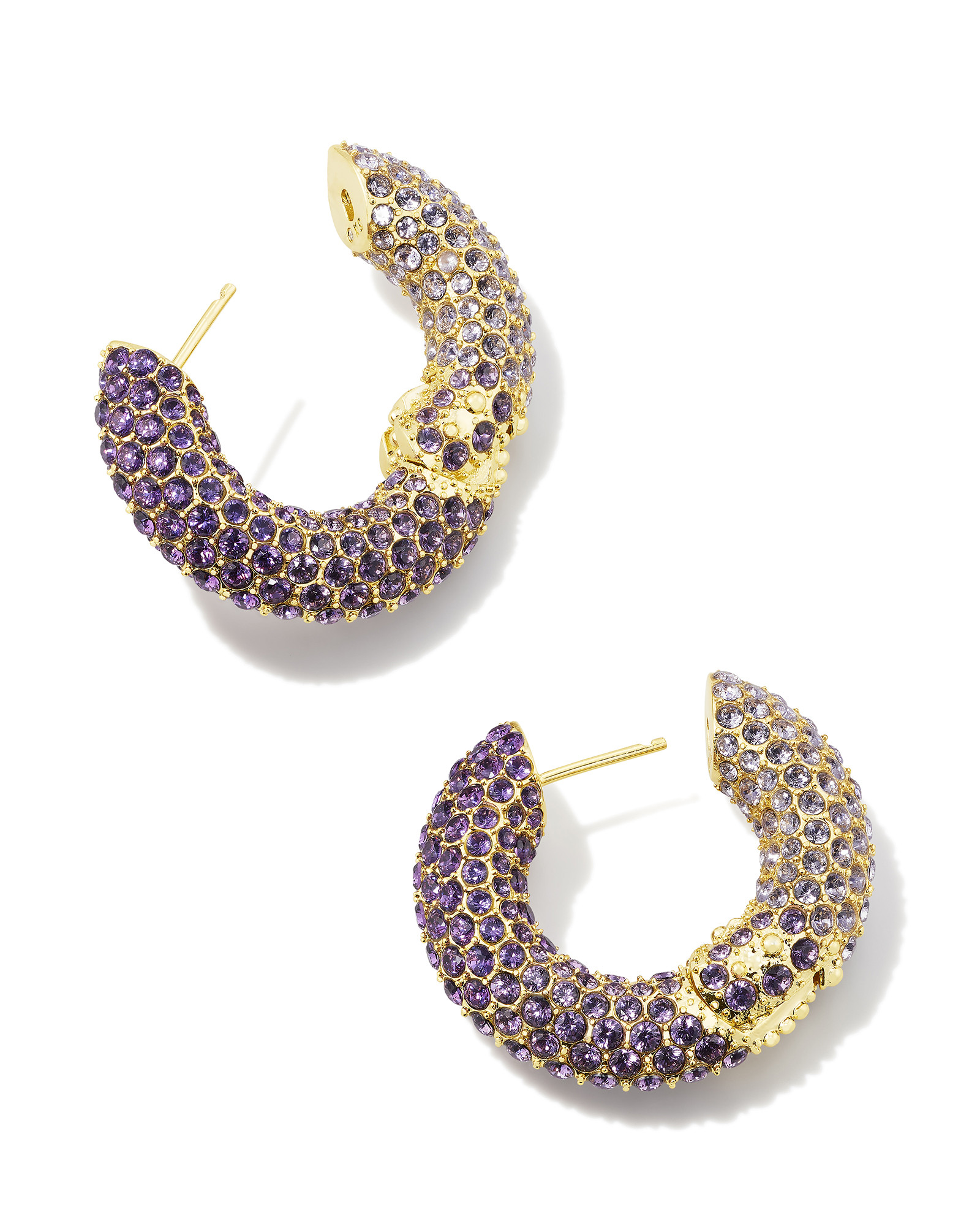 Mikki Gold Pave Hoop Earrings in Purple Mauve Ombre Mix | Kendra Scott | Kendra Scott