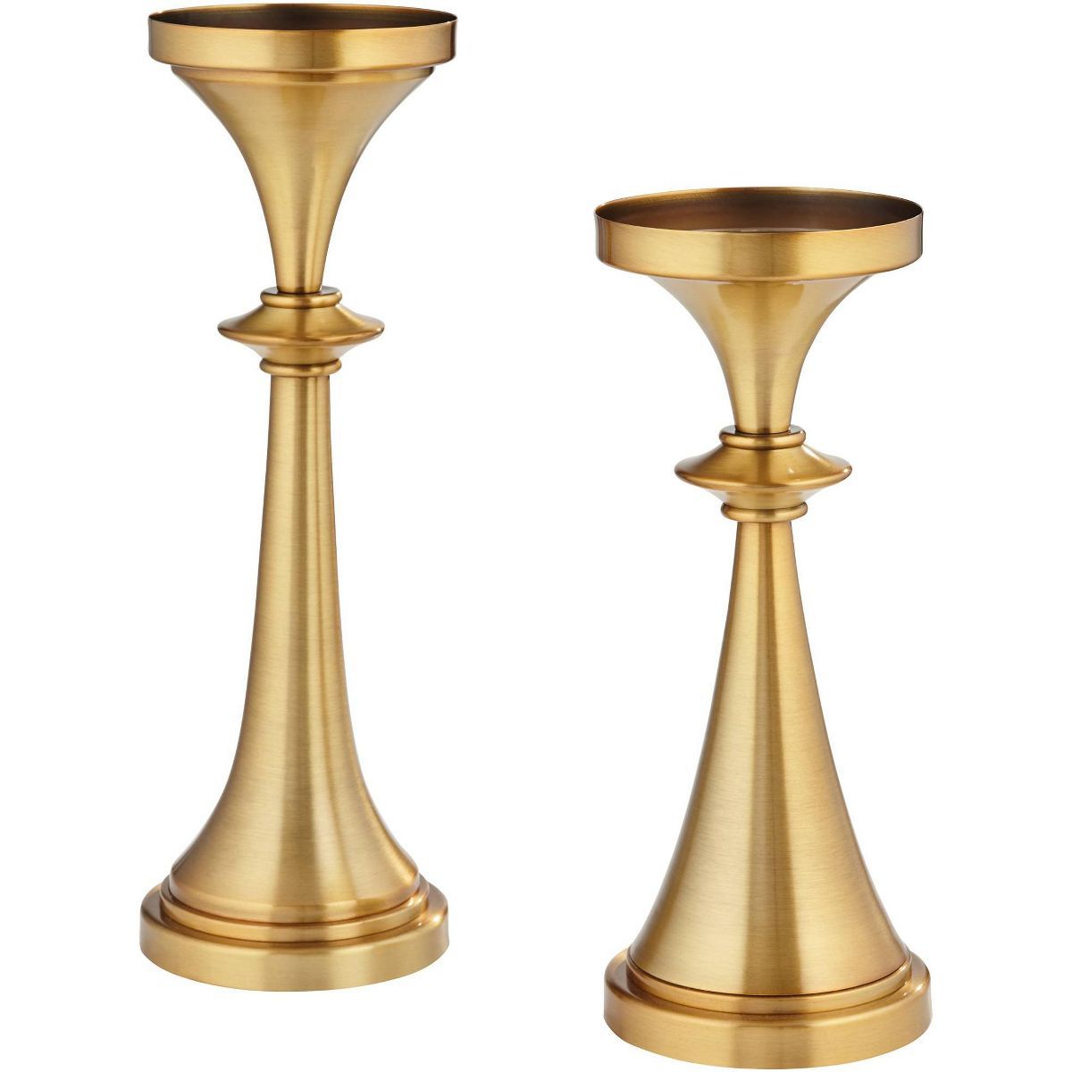 Studio 55D Anapali Warm Brass Spun Metal Pillar Candle Holders Set of 2 | Target