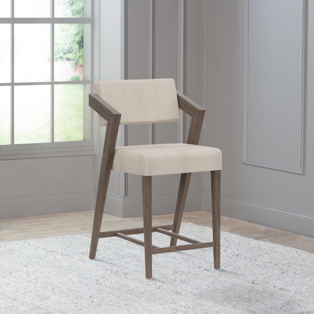 Bellamy Studios Snyder Upholstered Wood Counter Height Stool, Aged Gray - Walmart.com | Walmart (US)