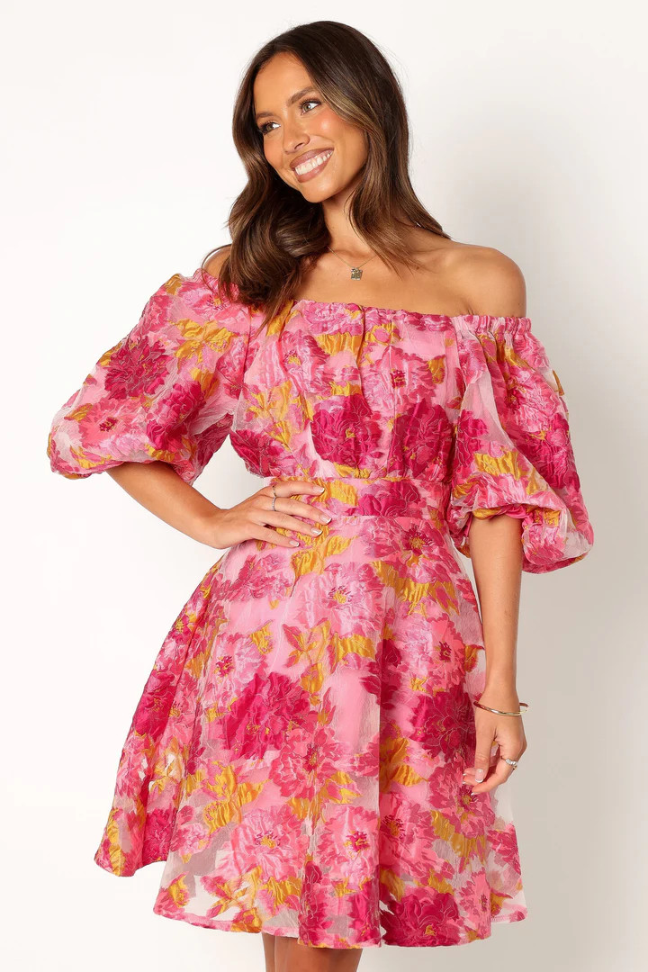 Faye Off Shoulder Mini Dress - Pink Floral | Petal & Pup (US)