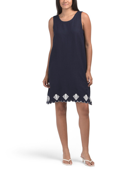 Linen Blend Embroidered Shell Mini Dress | TJ Maxx
