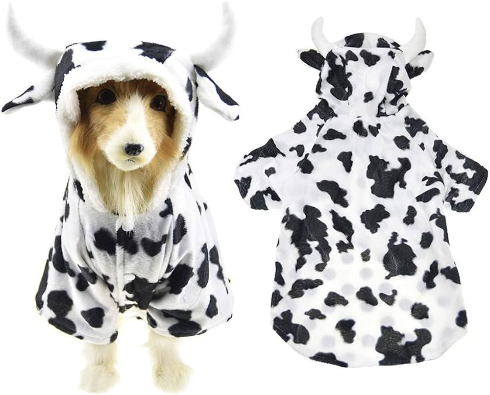 Halloween Dog Cow Costume Outfits for Large Dog Winter Fleece Puppy Jacket Coat Hoodie Funny Dog ... | Amazon (US)