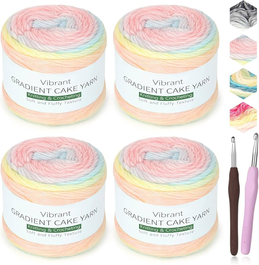 Katech Ombré Yarn for Crocheting-Gradient Cake Yarn-4x100g 60% Cotton 30% Acrylic 11% Wool-Multi... | Amazon (US)
