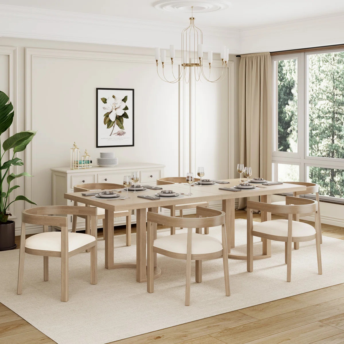 Inesa 7-Piece Wood Upholstered Dining Set | Wayfair North America