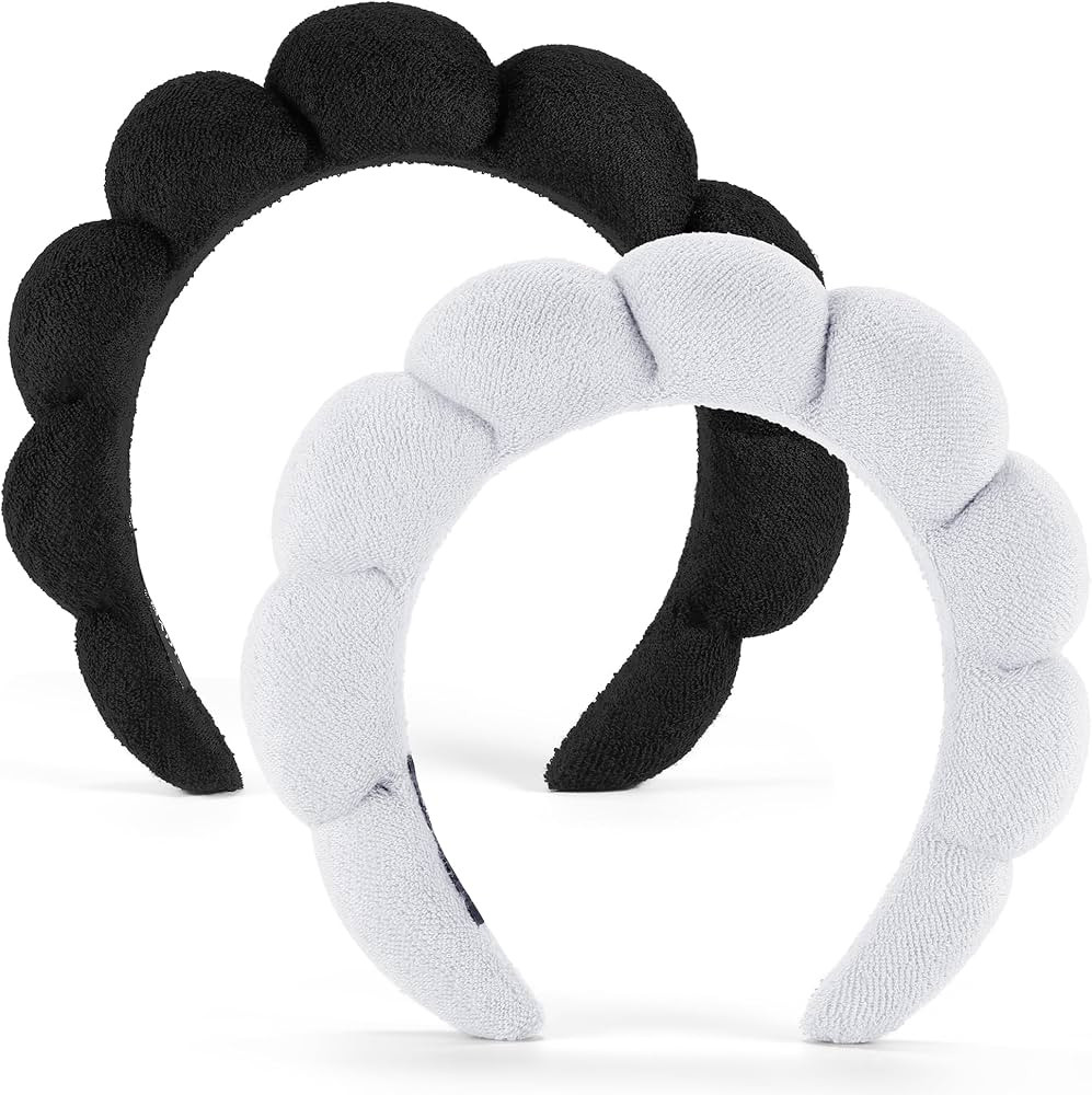 Spa Headbands, Set of 2 - Terry Cloth Headband for Washing Face or Facial, Puffy Makeup Headbands... | Amazon (US)