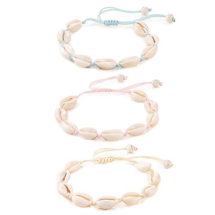 Tarsus Natural Cowrie Shell Bracelets Handmade Boho White Seashell Bracelet Gifts for Women Teen ... | Amazon (US)