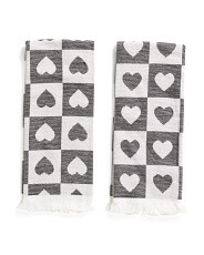 Set Of 3 Valentines Grid Hearts Kitchen Towels | TJ Maxx