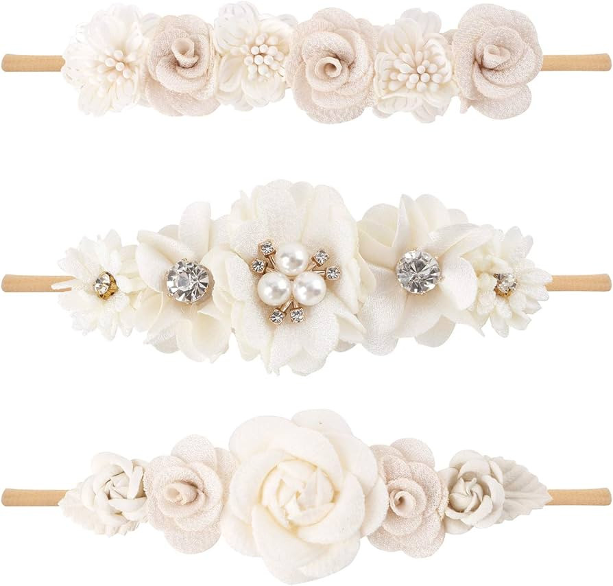 mligril Baby Headbands Set Flower Hair Bows Accessories-Elastic Hair Band Crown FLoral Wraps Birt... | Amazon (US)