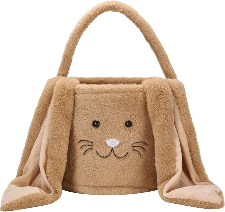 Plush Easter Bunny Basket Easter Basket for Kids Easter Egg Hunt Basket with Plush Ears Bunny Buc... | Amazon (US)