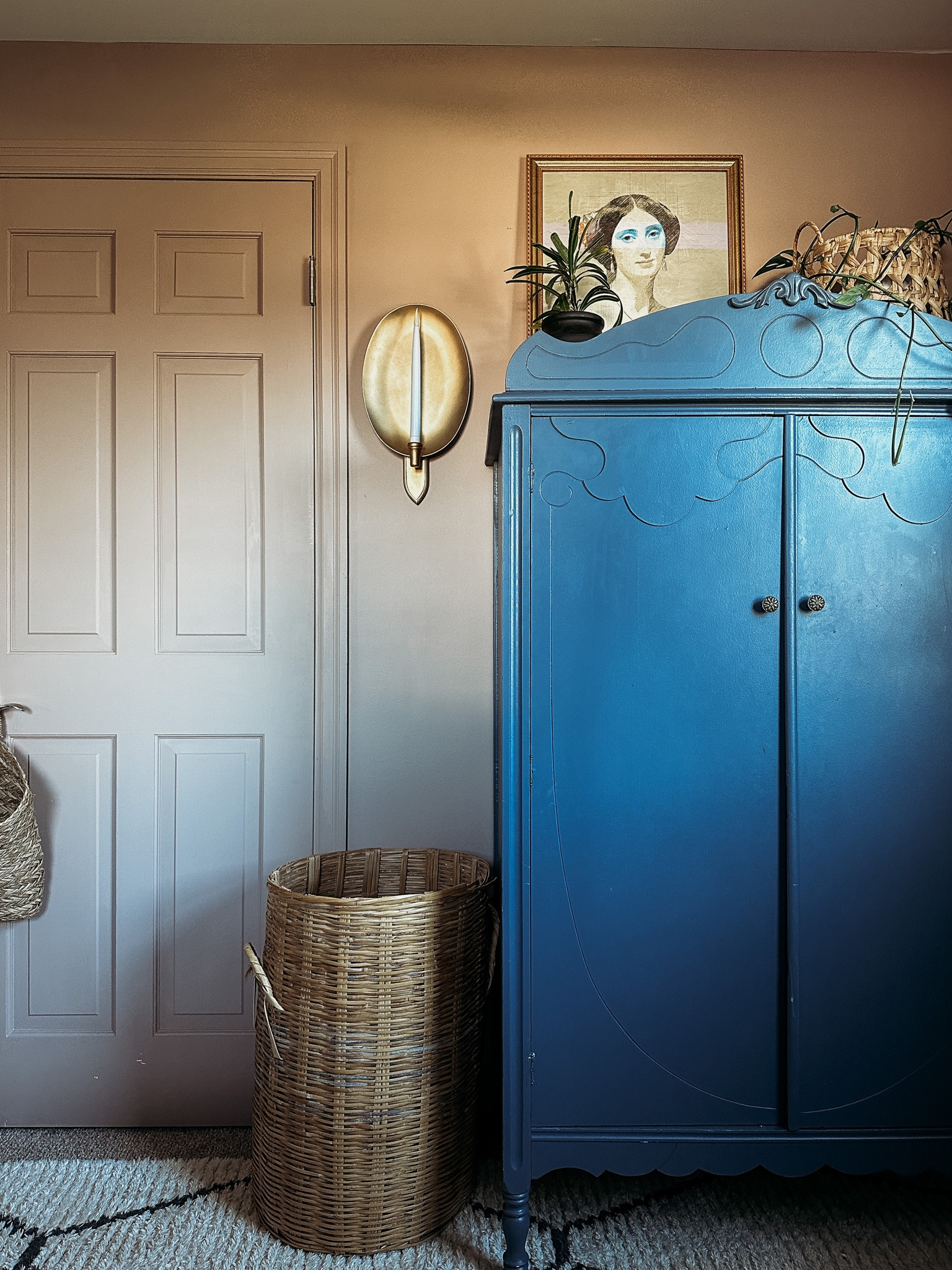 Feminine home office, vintage female portrait, Etsy digital download, loloi alice cream and black rug, woven baskets, battery candles 

#LTKFind #LTKunder50 #LTKhome