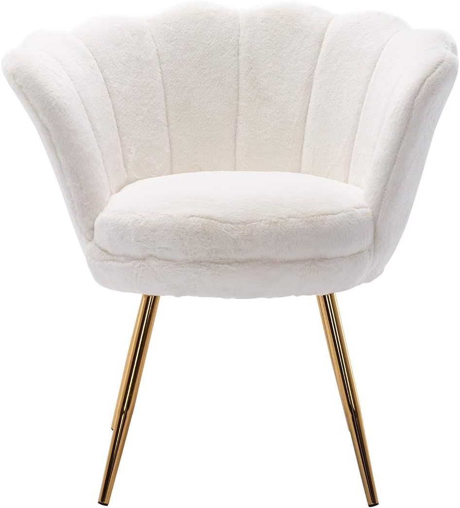 Chairus Living Room Chair, Faux Fur Mid Century Modern Retro Leisure Accent Chair with Golden Met... | Amazon (US)