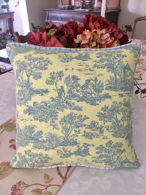 Green Toile Pillow Cover French Country Pillow Cover | Etsy | Etsy (US)