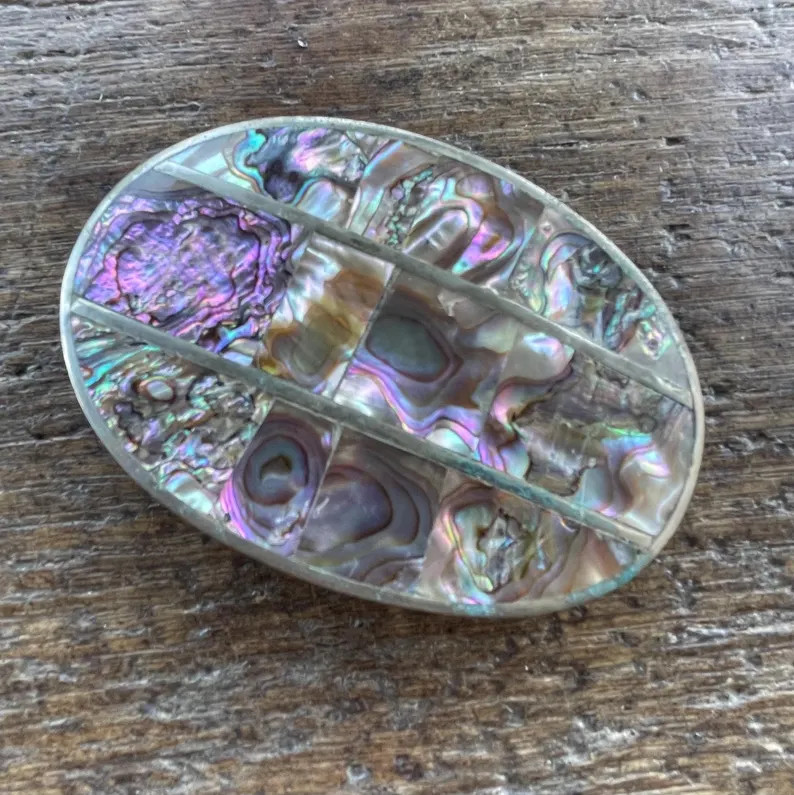 Vintage Western Style Mother of Pearl Inlay Silver Colored Oval Belt Buckle - Etsy | Etsy (US)
