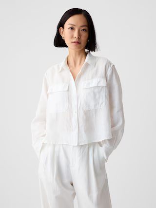 100% Linen Cropped Shirt | Gap (CA)