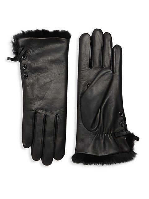 Aliette Rabbit Fur-Lined Leather Gloves | Saks Fifth Avenue