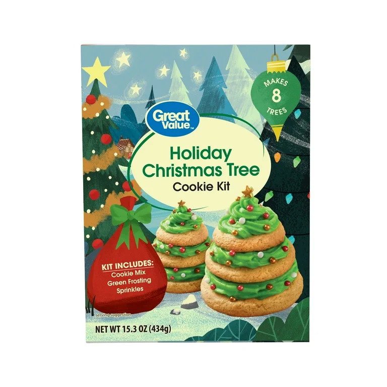 Great Value Holiday Christmas Tree Sugar Cookie Kit, 15.3 oz, Packaged Baking Mix | Walmart (US)