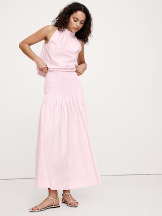 Cotton Poplin Smocked-Waist Maxi Skirt | Banana Republic (US)