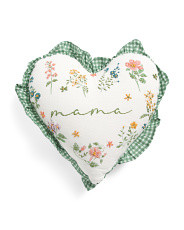 18x18 Mama Embroidered Floral Gingham Ruffle Heart Pillow | Mother's Day Gifts | Marshalls | Marshalls