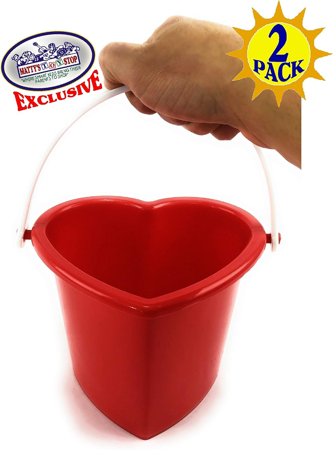 Matty's Toy Stop Beach Gear 6" Plastic Heart Shape Sand Buckets (Pails) Red & Pink Party Set Bund... | Amazon (US)