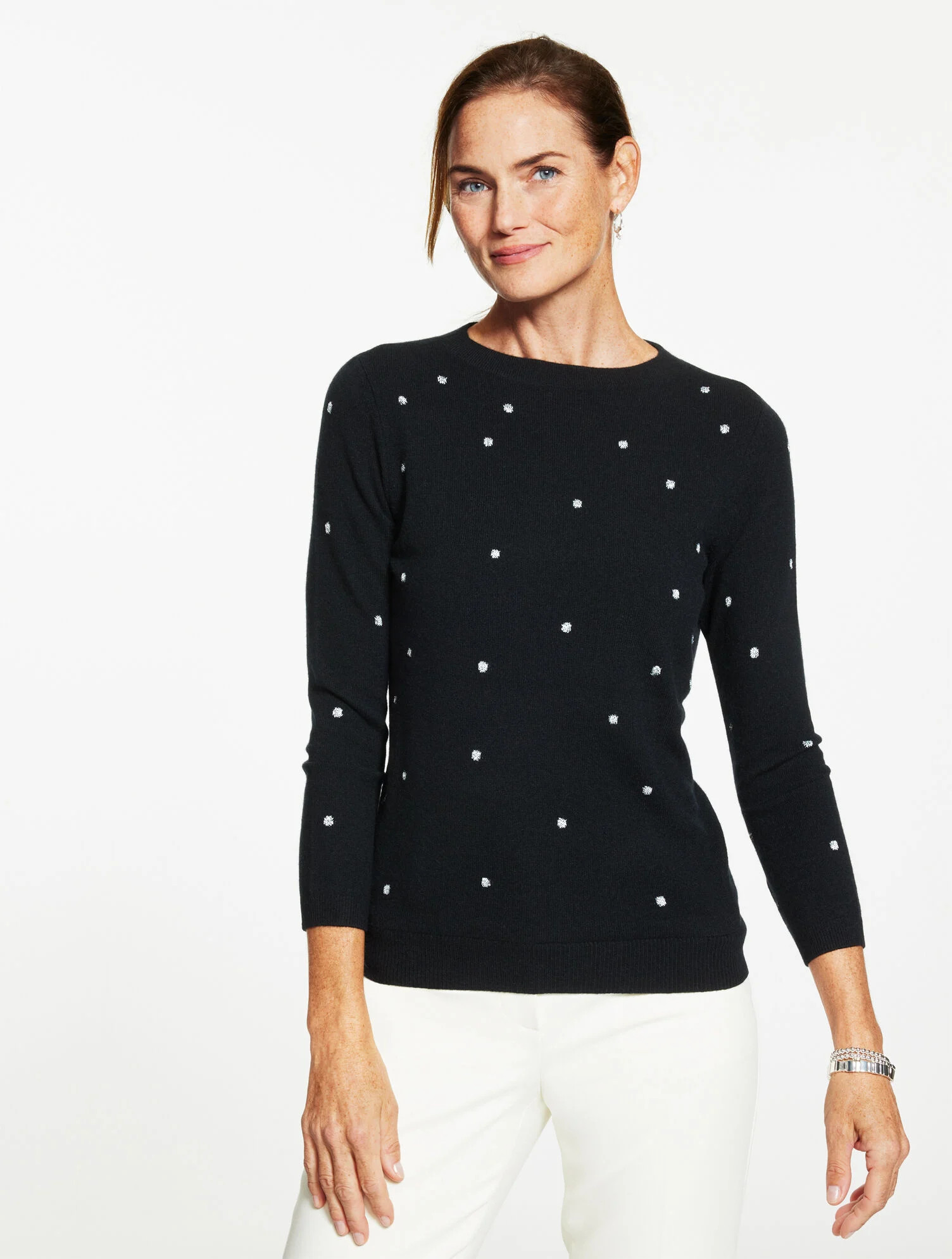Audrey Cashmere Sweater - Metallic Dot | Talbots