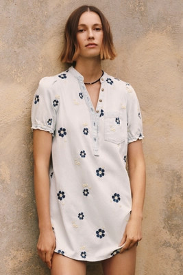The Aly Embroidered Puff-Sleeve Mini Dress by Pilcro | Anthropologie (US)