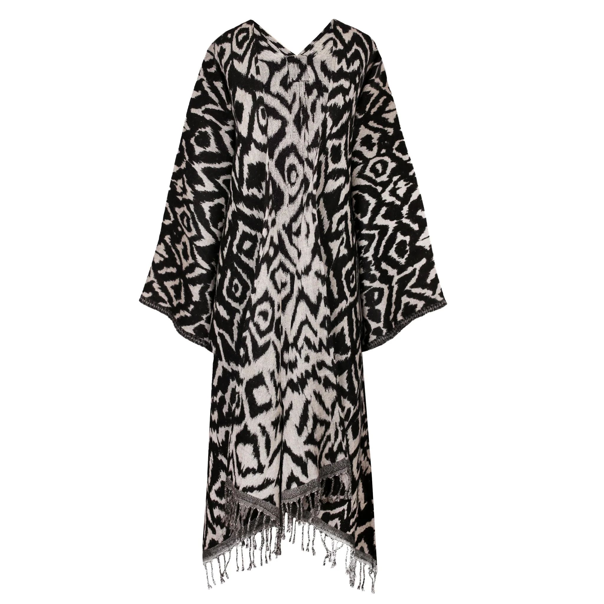 Cheryl Ikat Zebra Boiled Wool Reversible Kimono Coat FINAL SALE | Pax Philomena