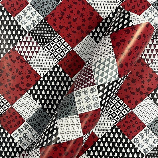 New!Red Shed  Holiday Patchwork Christmas Wrapping Paper, 40 in. x 75 in. | Tractor Supply