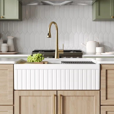DeerValley 33" L X 20" W Workstation Farmhouse Kitchen Sink With Sink Grid, Cutting Board & Dish-Drying Rack | Wayfair North America