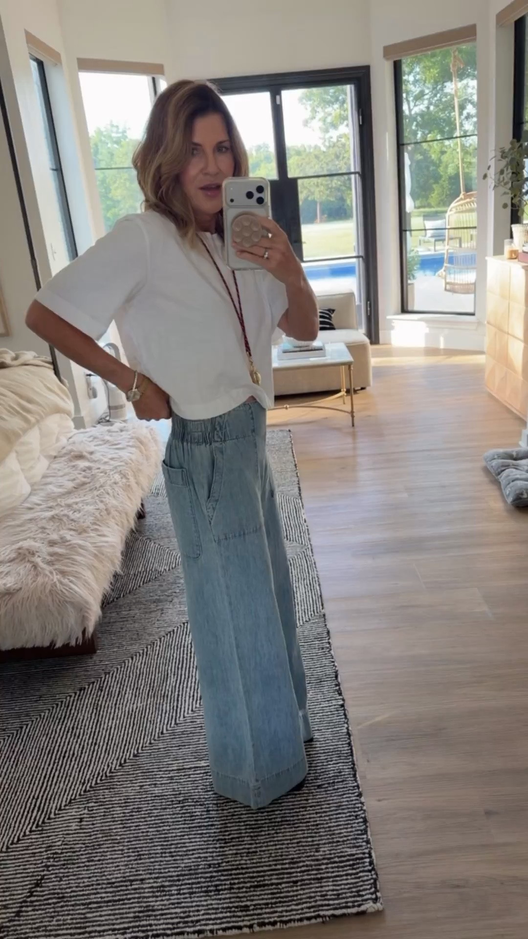 Free people pull on denim. I’m 5’6 130#ish
Wearing a small but feel an xs would fit better (I’m constantly pulling up so consider sizing down if between sizes) Small boxy tee

#LTKOver40 #LTKootd #LTKTravel