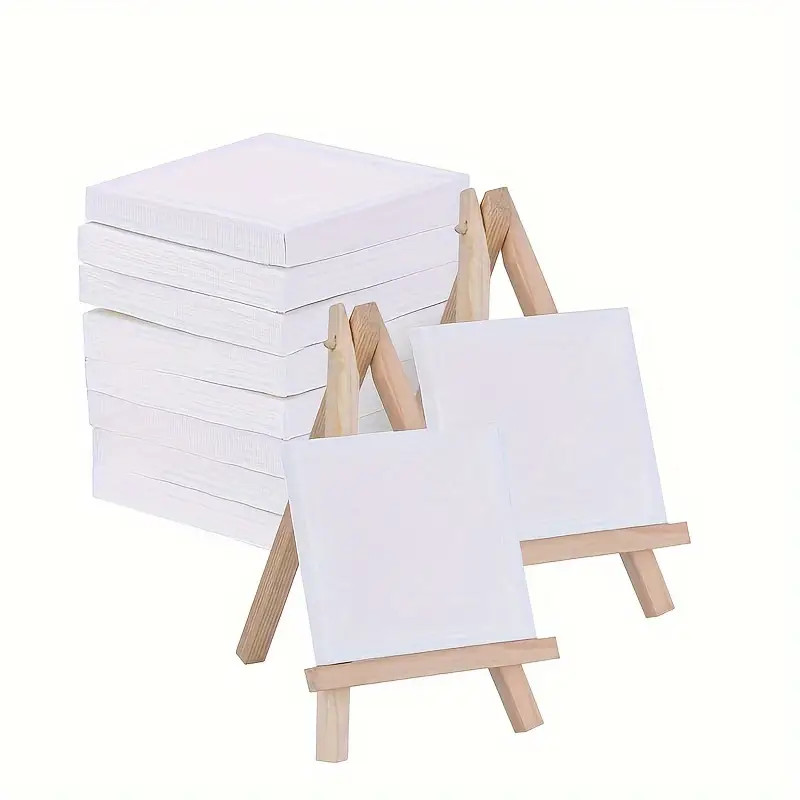 12pcs Mini Canvas Panels And Easel Set 3.9 X 3.9 Inch Stretched Canvases 10pcs Mini Painting Canv... | Temu Affiliate Program