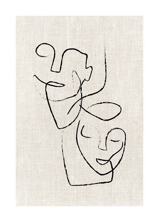 Texture Line Faces Print | Desenio